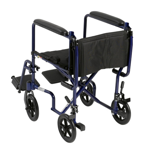 Drive Medical ATC19-BL Lightweight Transport Wheelchair, 19" Seat, Blue
